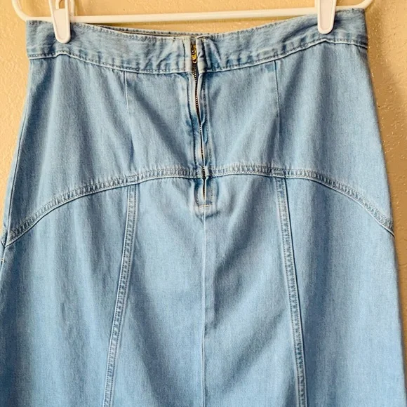 Old Navy High Rise Denim Coastal Cowgirl Rodeo Drapey Denim Maxi Skirt Size 6 - Picture 7 of 9